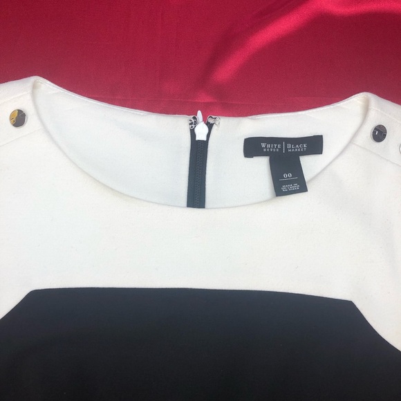 White House and Black Market Black & White Color block Sleeveless A Line Dress - Picture 5 of 9